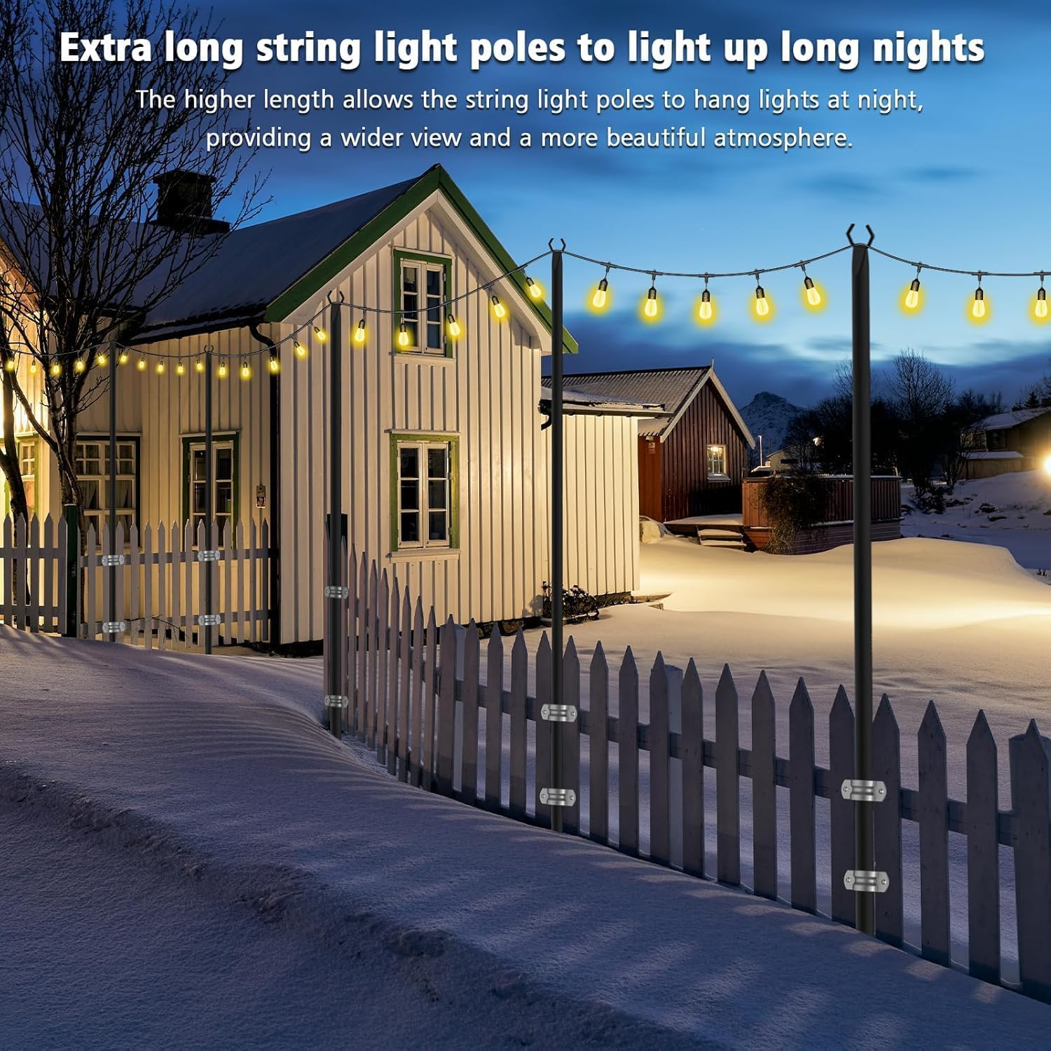 NUERPO 10 Pack String Light Poles,Metal Poles for Hanging Outdoor Light Strings,10 Pack 10 FT Light Poles Stand for Outside Garden,Patio,Wedding,Backyard,Deck,Party