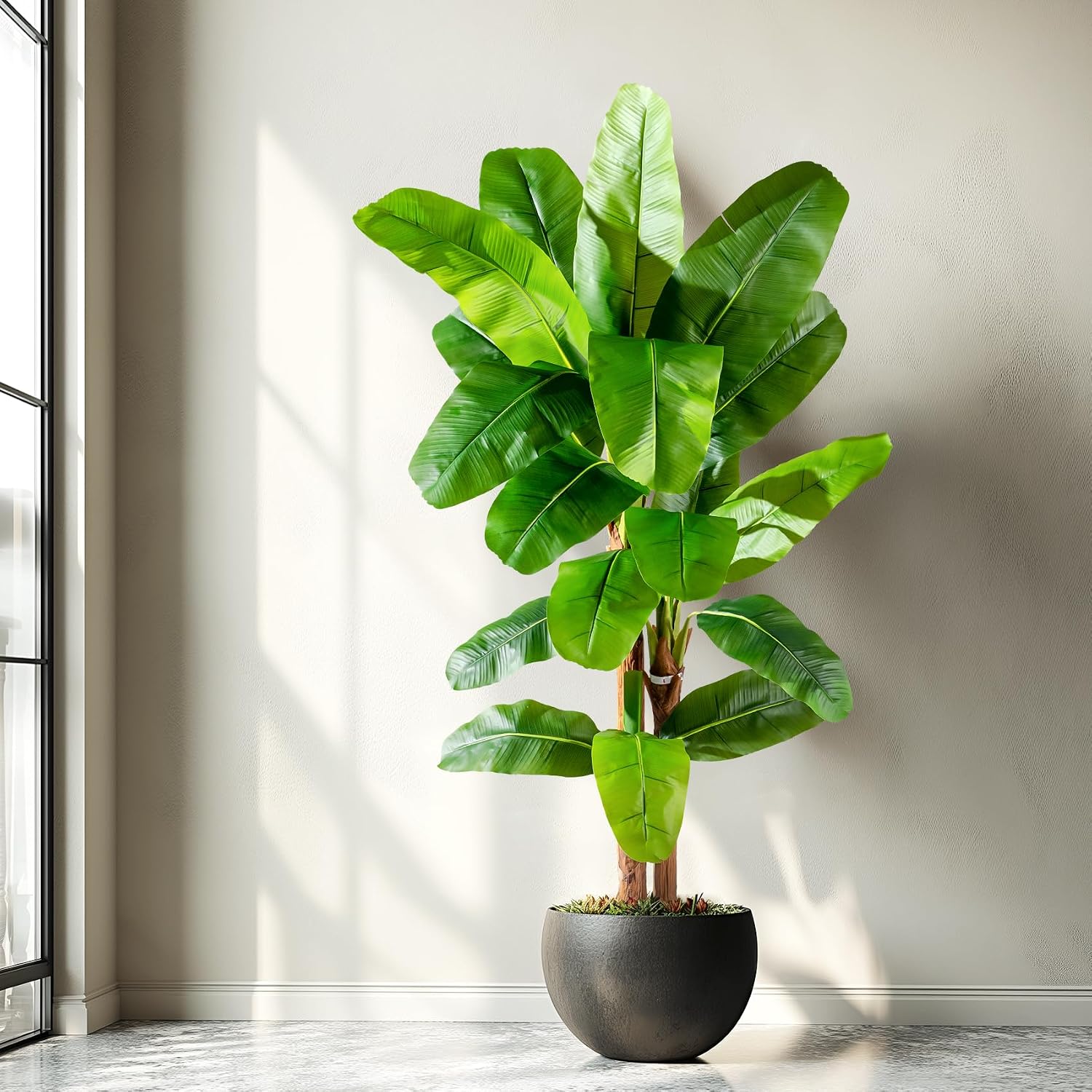 Erimda 7.2FT Artificial Banana Tree Tall Fake Banana Leaf Plant Faux Banana Silk Tree Faux Banana Leaves for Home Swimming Pool Indoor Outdoor Patio Tropical Decor
