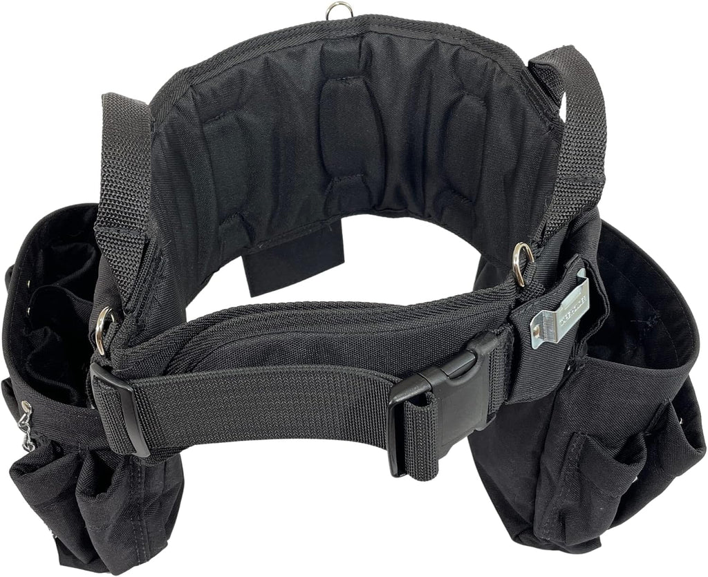 BOULDER BAG Professional Electrician's MAX Combo with Comfort Back Support Tool Belt, Quick Release Buckle, Heavy Duty Work Belt, Black, (Large 33-36 Inches), Made in USA