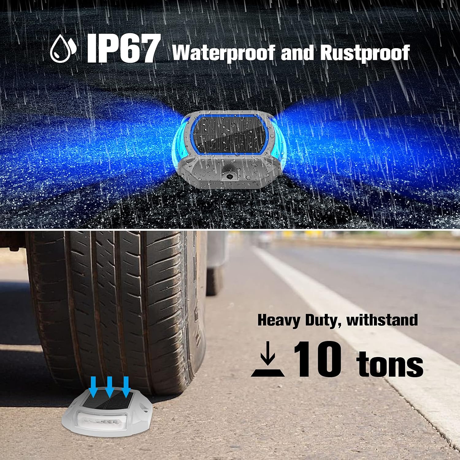 VOLISUN 24 Pack, Solar Driveway Lights Dock Outdooor Waterproof Marker Lights,12 Pack Solar Deck Lights 2 Colors in 1 Led Wireless IP67,Solar Step Lights for Driveway Sidewalk Pathway Yard
