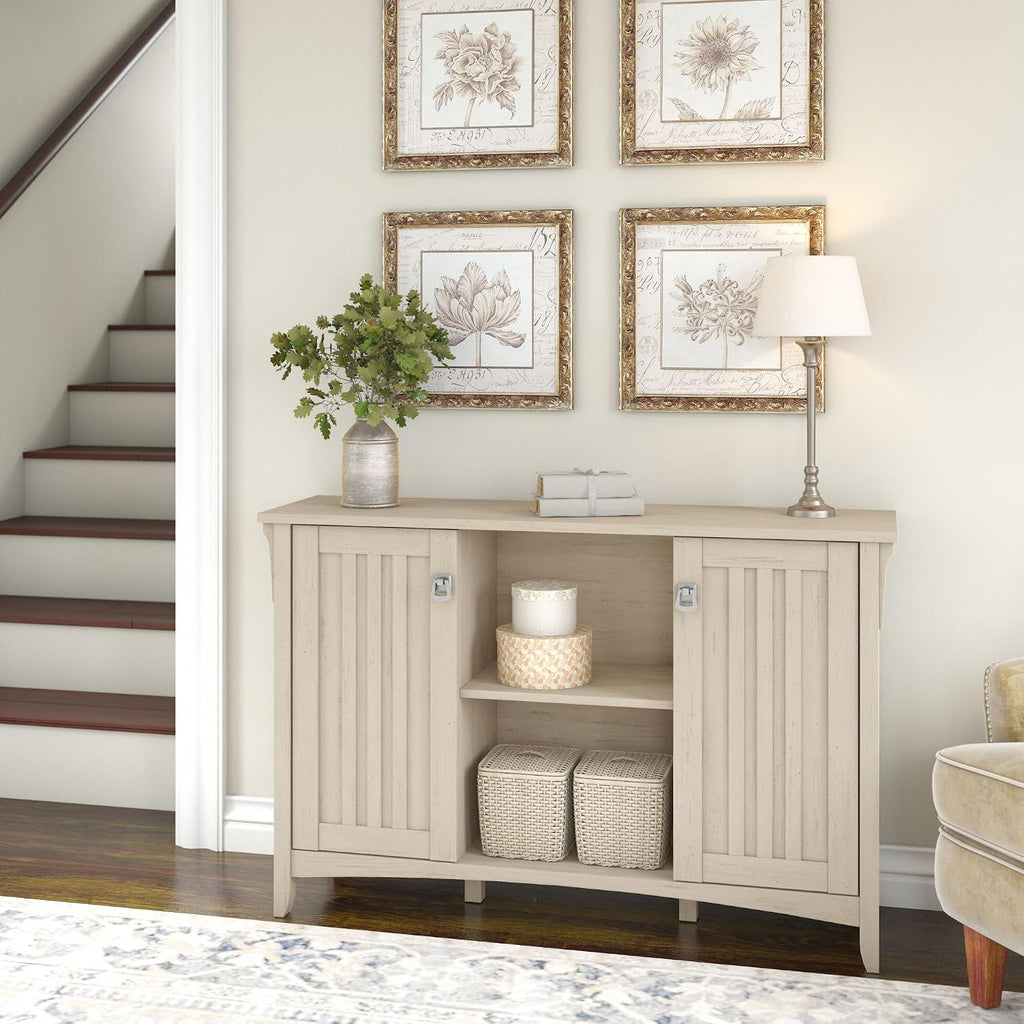 Bush Home Salinas Accent Storage Cabinet with Doors and Shelves, Farmhouse Cabinet Buffets & Sideboards