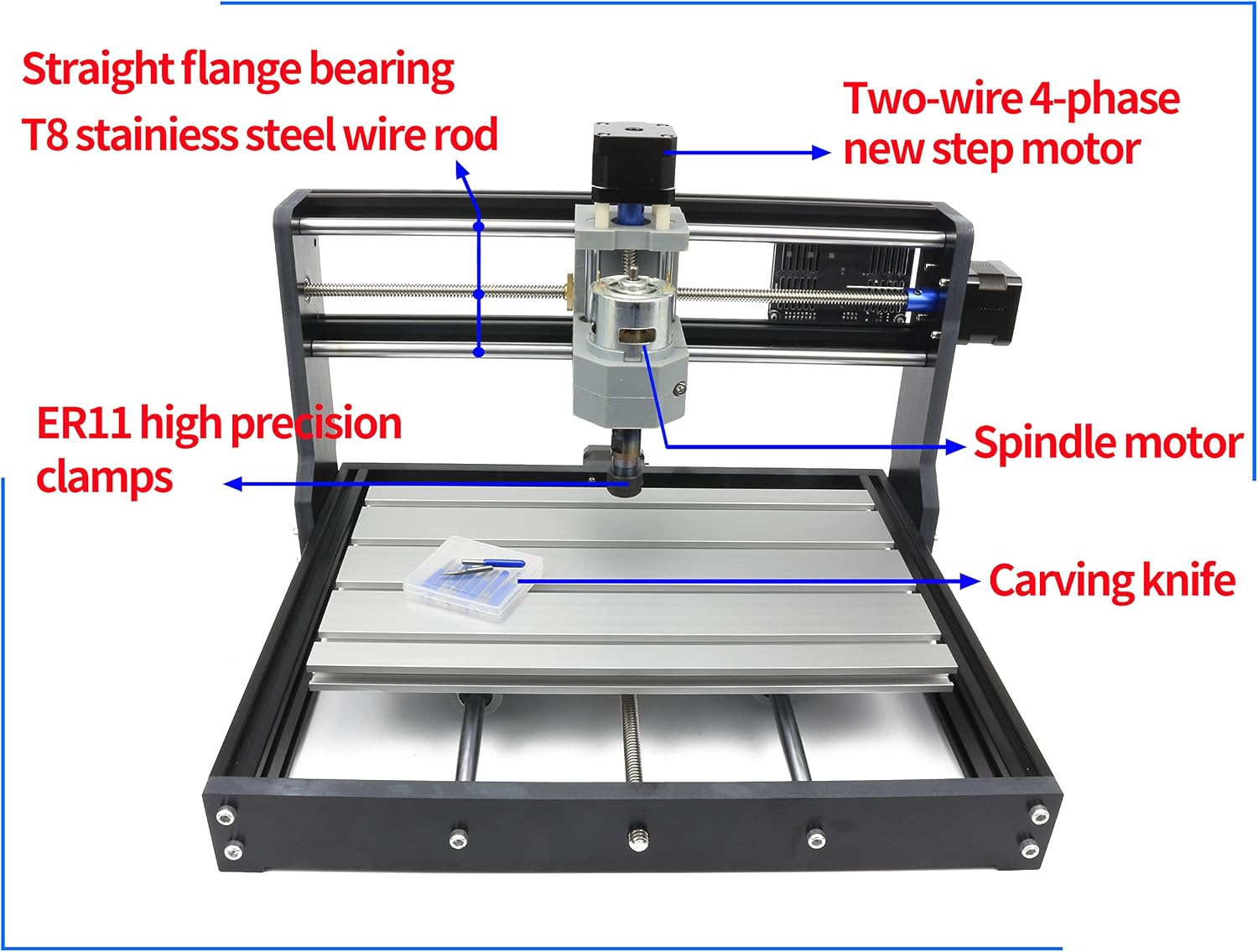 RATTMMOTOR DIY CNC Router Kit, 3 Axis Hobby CNC Router Machine GRBL Control, Plastic Acrylic PVC PCB Wood Mini Desktop Engraving Milling Carving Machine, Working Area 300x180x45mm