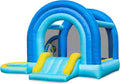 Outfunny Bounce House with Slide, Inflatable Bouncy House for Kids 3-12 w/Ball Pit, Outdoor & Indoor, Bounce Area 8'x8', Capacity 400 lb - Blue