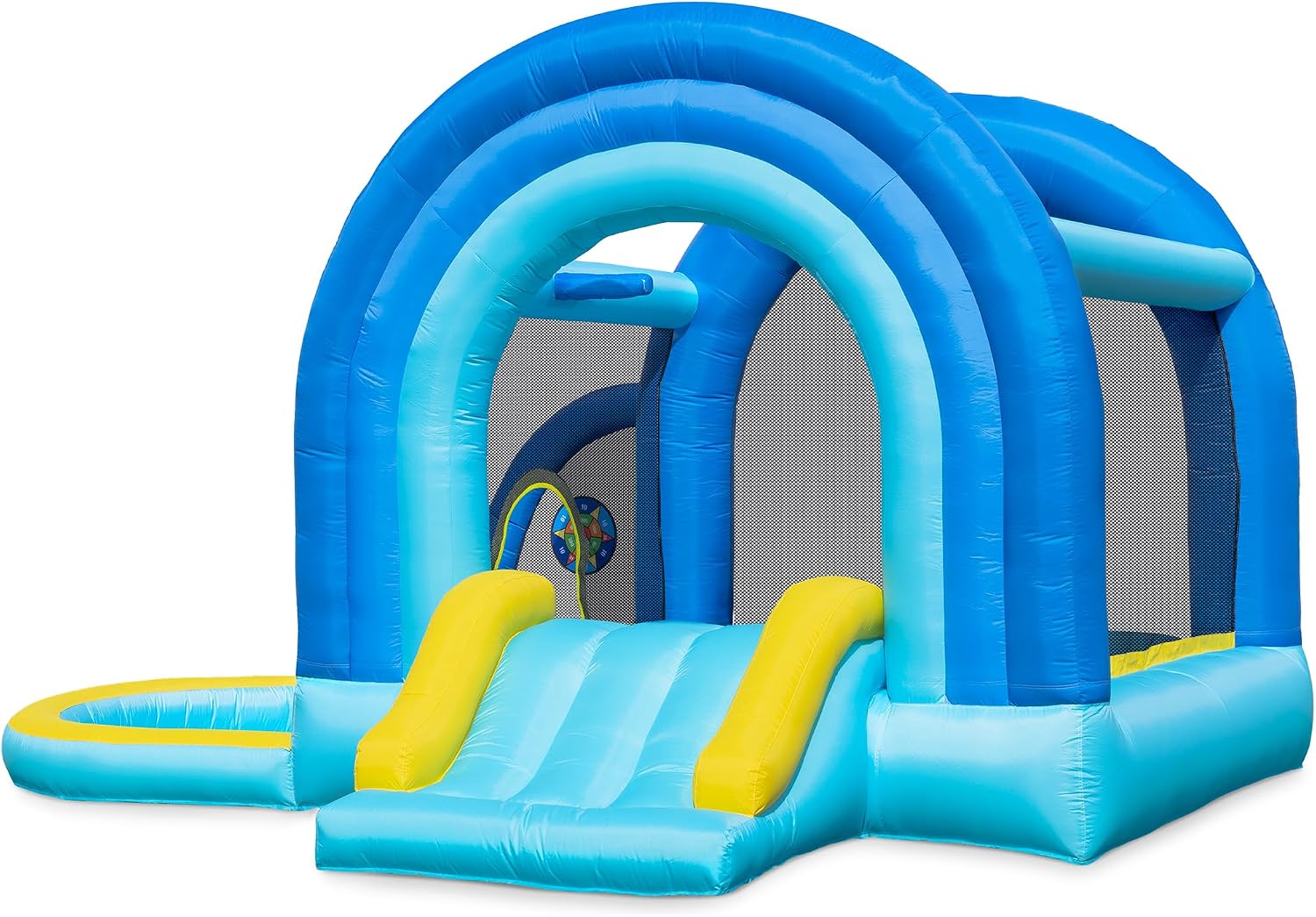Outfunny Bounce House with Slide, Inflatable Bouncy House for Kids 3-12 w/Ball Pit, Outdoor & Indoor, Bounce Area 8'x8', Capacity 400 lb - Blue