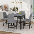 Bellemave 5 Piece Counter Height Dining Table Set for 4 High Top Square Kitchen Table and Chairs Dinning Room Small Breakfast Table Set Pub Table and High-Back Chairs Set of 4.(Grey)