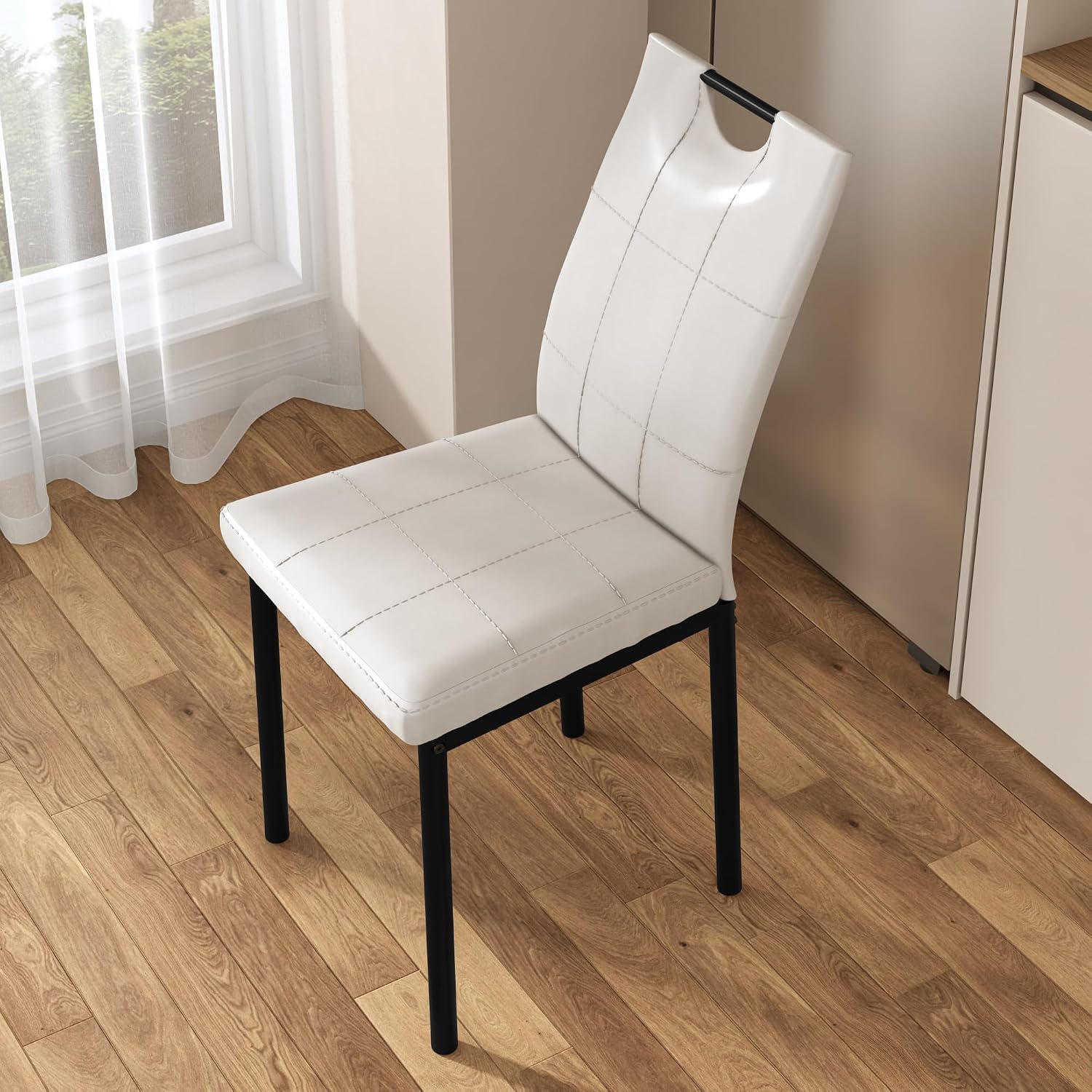 St.Mandyu 7 Pieces Dining Table & Chairs Set for 4-8 People, 71 Inch Kitchen Table with 6 Chairs, Rectangle Dining Table with Wooden Legs for Dining Room, Living Room, White