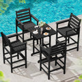 SERWALL 5 Pieces Outdoor Patio Bar Set, Oversize Tall Adirondack Bar Chair and Table Set, Black