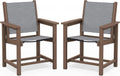 SERWALL Outdoor Dining Chairs Set of 2, All-Weather HDPE Textilene Sling Dining Chair for Backyard, Garden, Brown