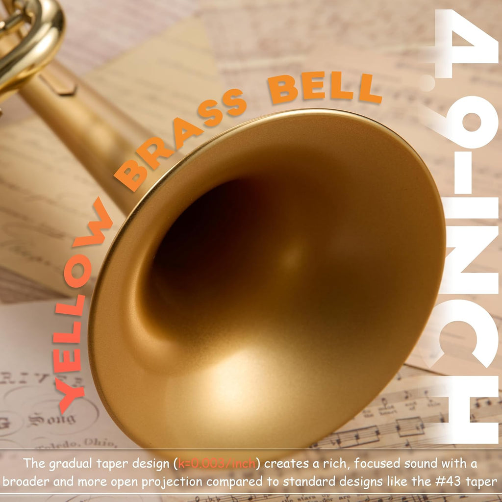 AKLOT Weighted Leadpipe Bb Trumpet: Satin Gold, Mouthpiece Booster, 7C Mouthpiece*2, Beginner & Intermediate Standard Trumpet Instrument, Trompeta Musicales with Hard Case, Lesson Book, Cleaning Kit