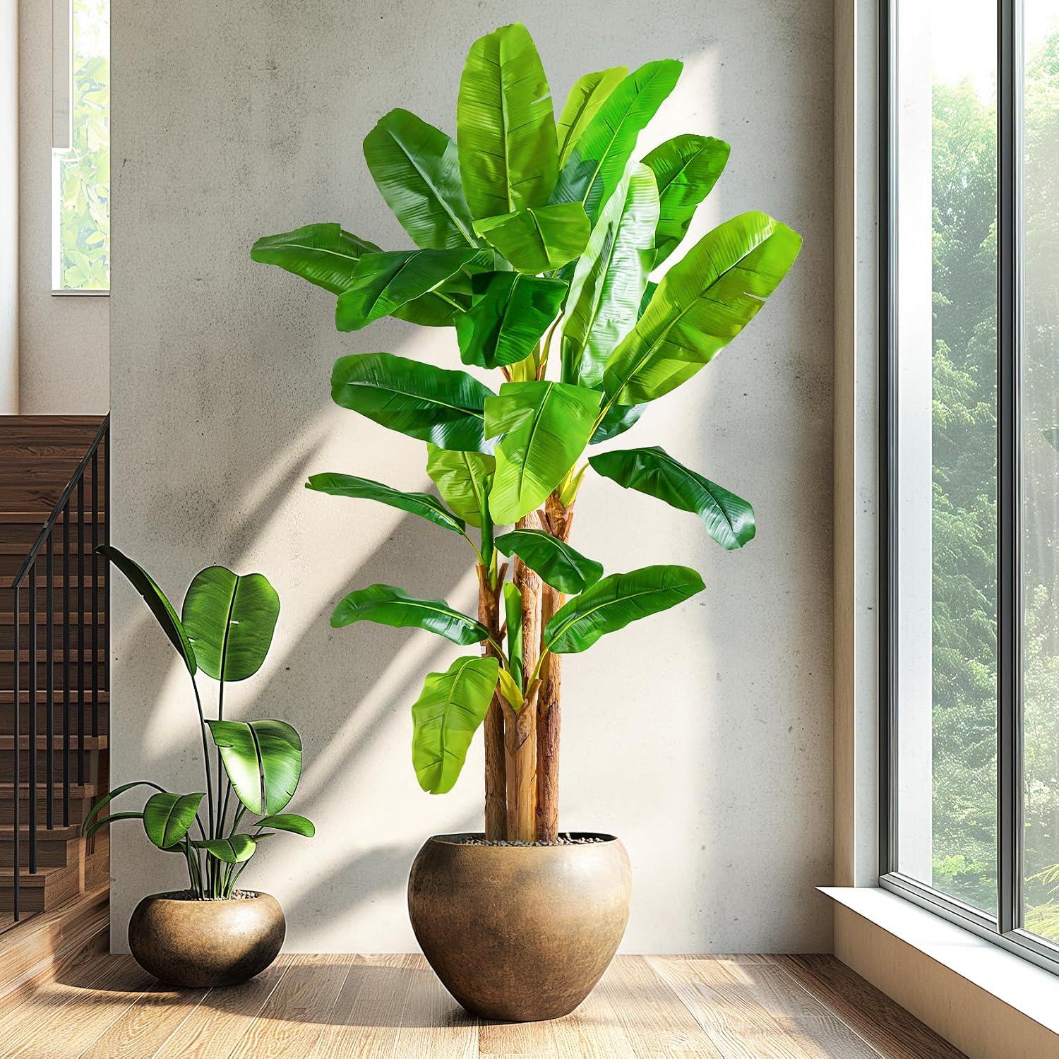 Erimda 8.2FT Artificial Banana Tree Tall Fake Banana Leaf Plant Faux Banana Silk Tree Faux Banana Leaves for Home Swimming Pool Indoor Outdoor Patio Tropical Decor