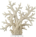Deco 79 Polystone Coral Decorative Sculpture Home Decor Statue with Clear Acrylic Base, Accent Figurine 21' x 6' x 21', Cream