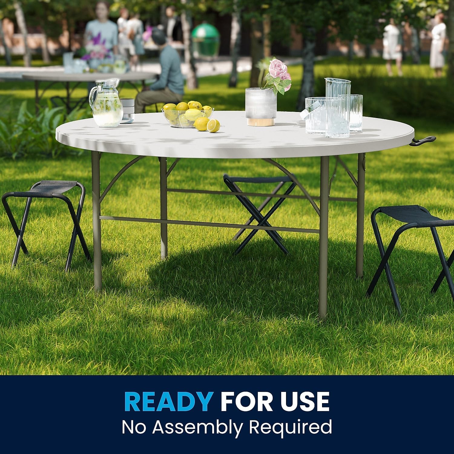 Flash Furniture Scarborough 5' Round Plastic Folding Table with Carrying Handle, Plastic Foldable Table for Indoor/Outdoor Events, White