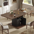 Extendable Dining Room Table for 4-6, 47-63 Inch Rectangle Kitchen Dining Table with Storage, Expandable Modern Rectangular Dinner Table for Kitchen, Dining Room, Black & Walnut