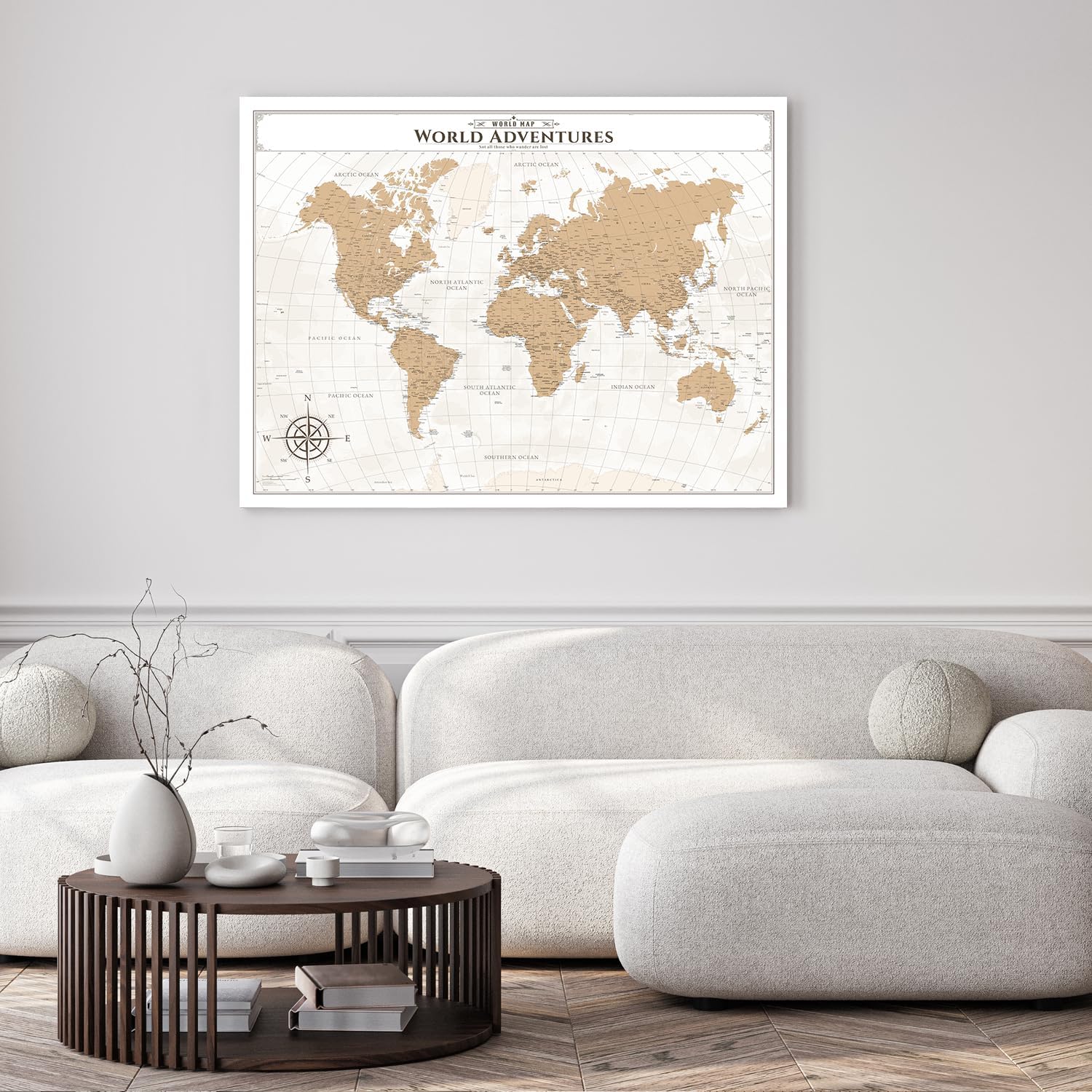 IPIC - Vintage World Map Pin Board Canvas Wall Art, Travel Map with Pins Included, Ready to Hang for Home or Office, 40x30 Inch