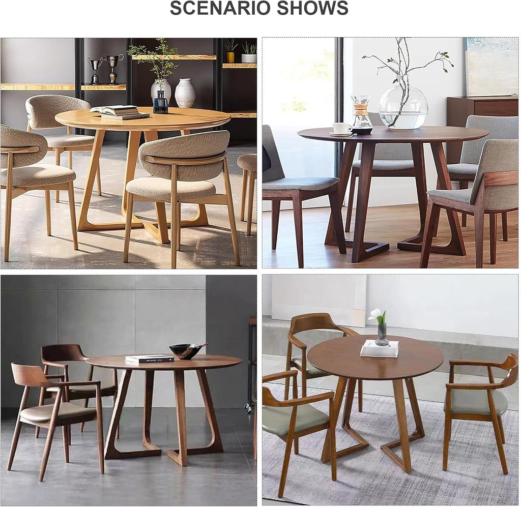 Mid Century Modern Dining Table Round Solid Wood Kitchen Dining Room Tables Rustic Pedestal Table Small Leisure Coffee Table for 2,4 People for Living Room Bedroom (Size:60*60*75cm,Color:Walnut color)