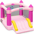 Outfunny Bounce House with Slide, Inflatable Bouncy House for Kids 3-12, Outdoor&Indoor, Bounce Area 8'x8', Capacity 400 lb - Pink