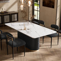 Morden Fort Marble Dining Table for 6, 70' Modern Dining Table with Black Fluted Base and White Faux Marble Top, Kitchen Table with Gold Trim for Ktichen, Reception and Conference
