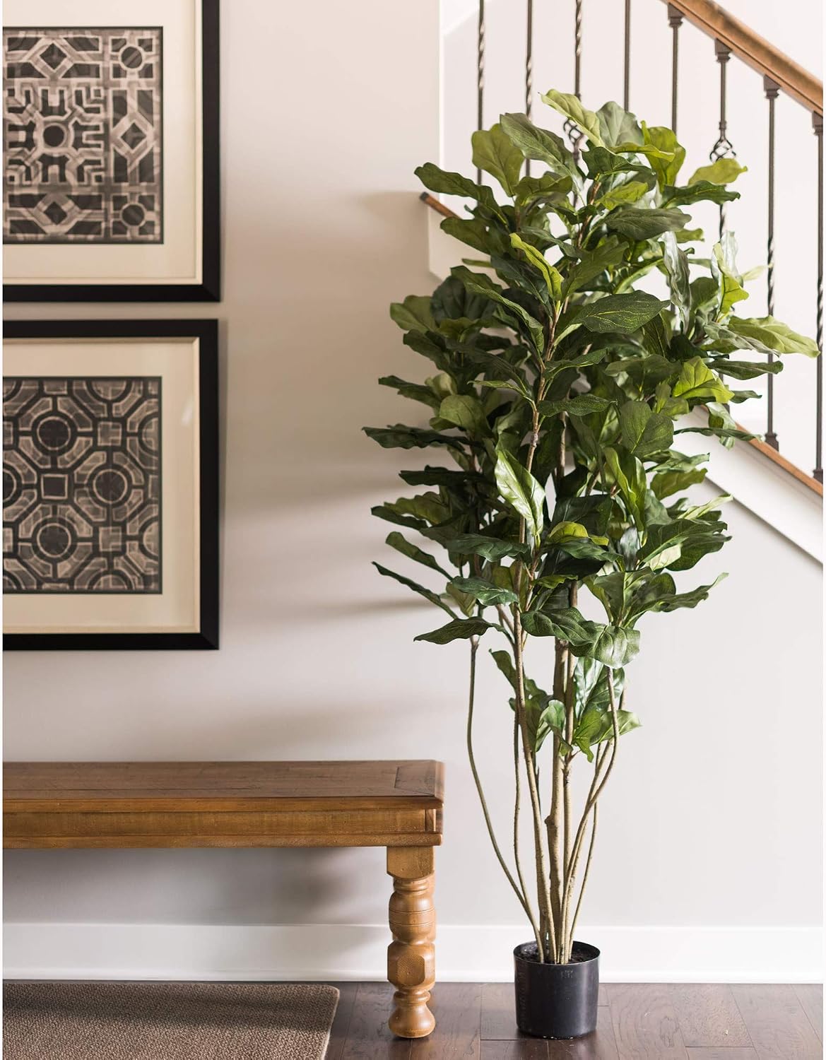 Vickerman Everyday Faux Fiddle Leaf Fig Tree 6ft Tall Green Silk Artificial Indoor Fiddle Plant with 204 Large Fiddle Leaves and Multiple Stems Home Office Decor