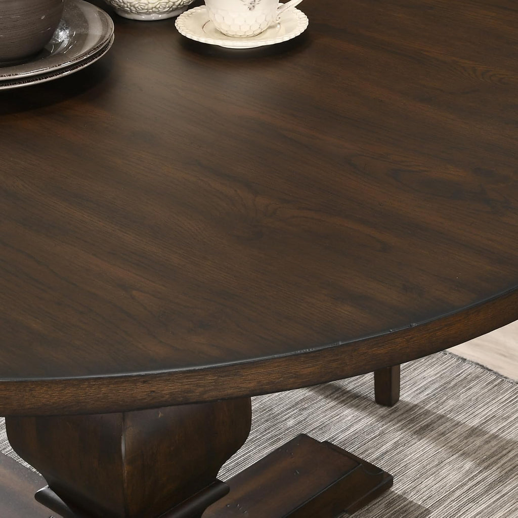 Roundhill Furniture Havre Pedestal Base Round Dining Table, Espresso