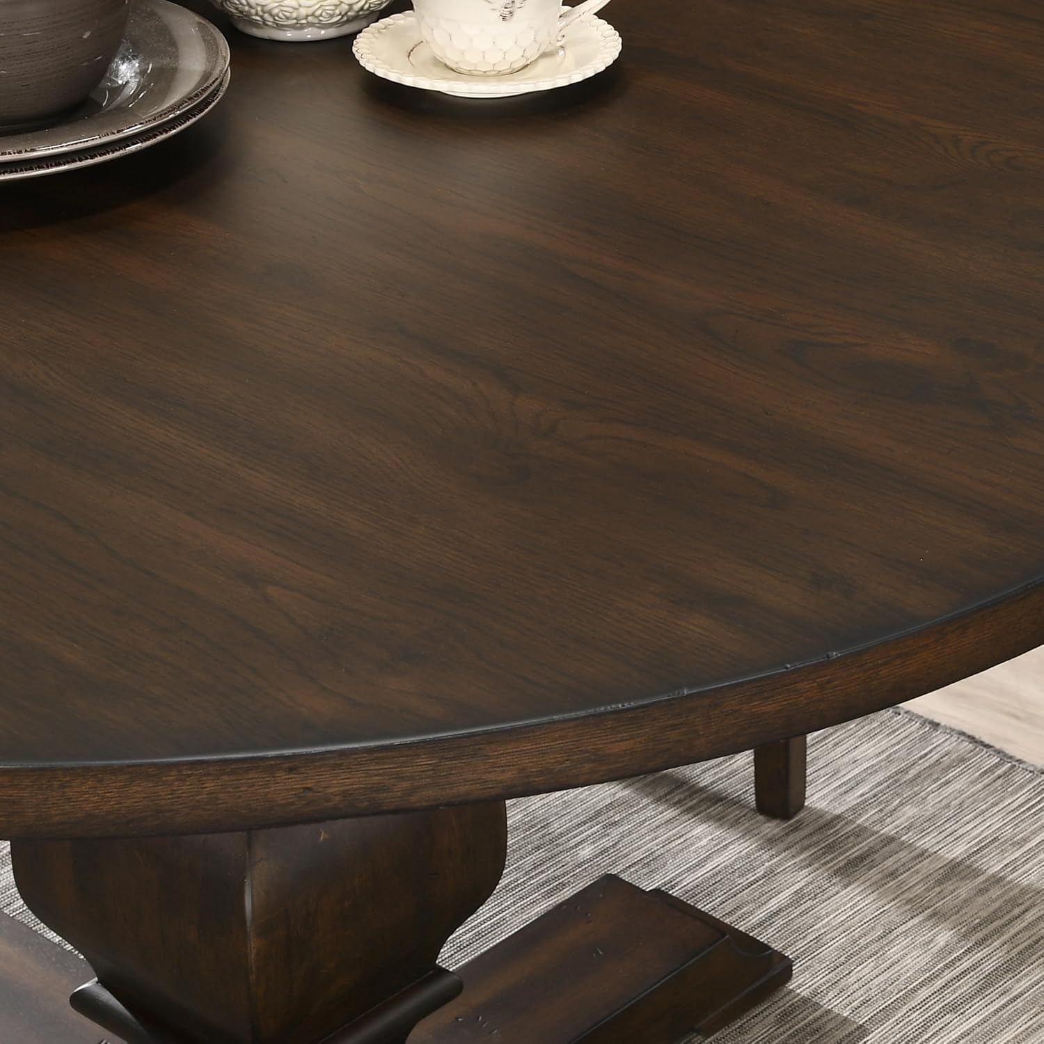 Roundhill Furniture Havre Pedestal Base Round Dining Table, Espresso
