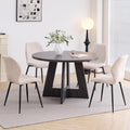 47' Round Dining Table Set for 4 with Chairs Kitchen Table and Chairs Set Mid-Century Modern Chair with Metal Leg for Apartment Living Room(Dark Gray Table with 4 Beige Chairs)