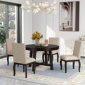 Harper & Bright Designs Kitchen Dining Table Set for 4, Wood Round Extendable Dining Table and 4 Dining Chairs Dining Table Set (Espresso), ST000074AAP-MZJ
