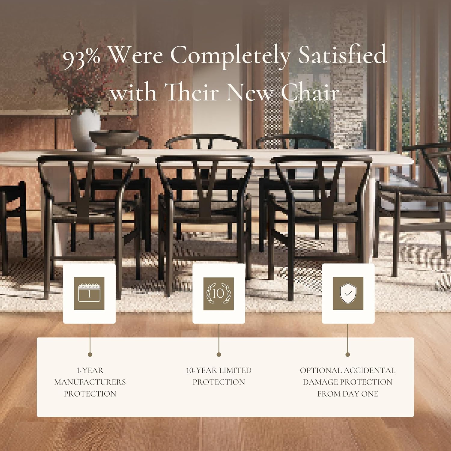 Poly & Bark Weave Dining Chairs – Mid-Century Modern Wishbone Dining Chairs with Arms, Solid Wood Frame, Indoor Use – Pitch Black – Set of 2 - Ideal for Dining Room, Kitchen or Stylish Accent Setting