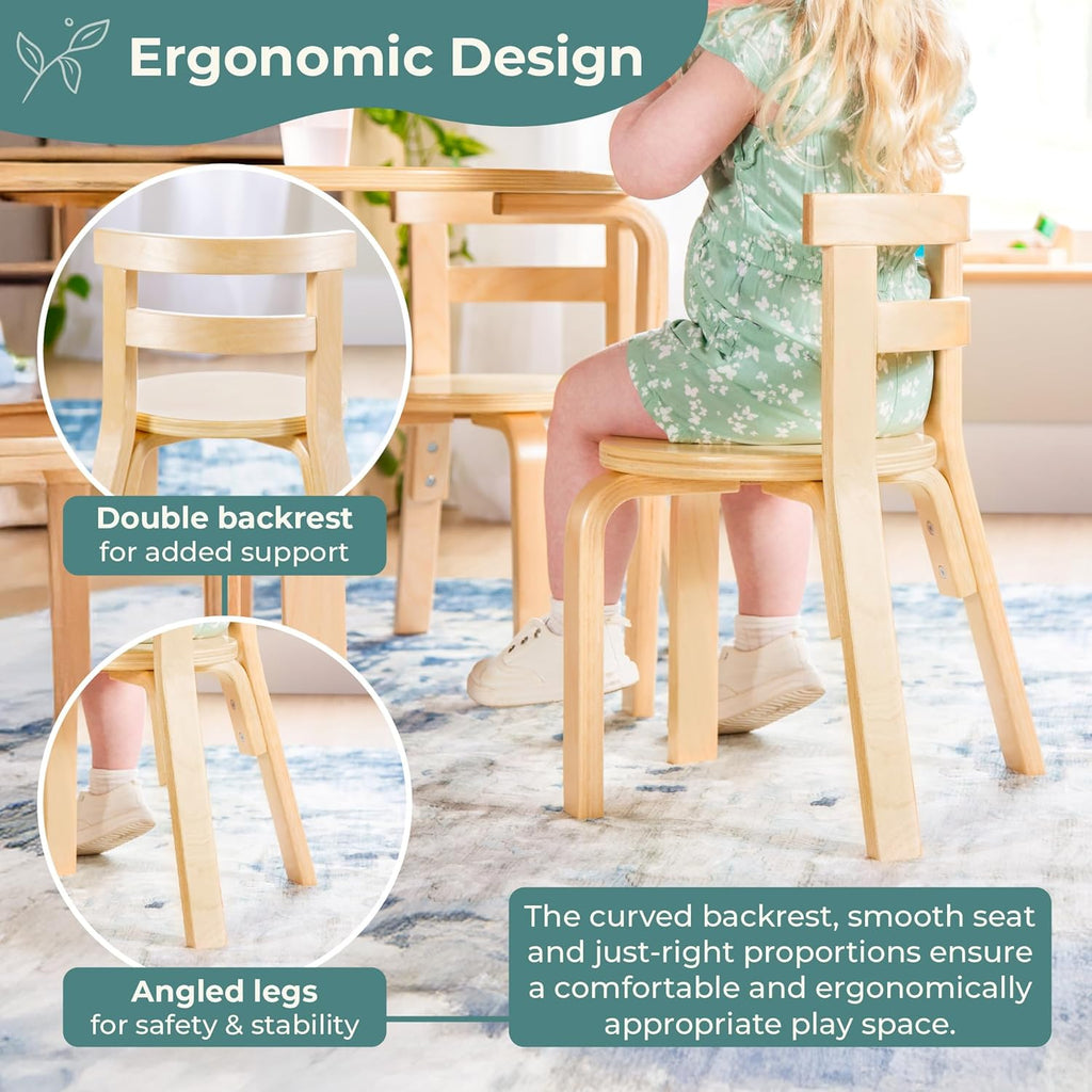 Guidecraft Nordic Table and Chair Set-White: Wood Round Table for Kids w/ 4 Chairs, Kids Furniture for Playroom & Bedroom | Classroom & Daycare Montessori Toddler Activity Desk for Crafting & Writing