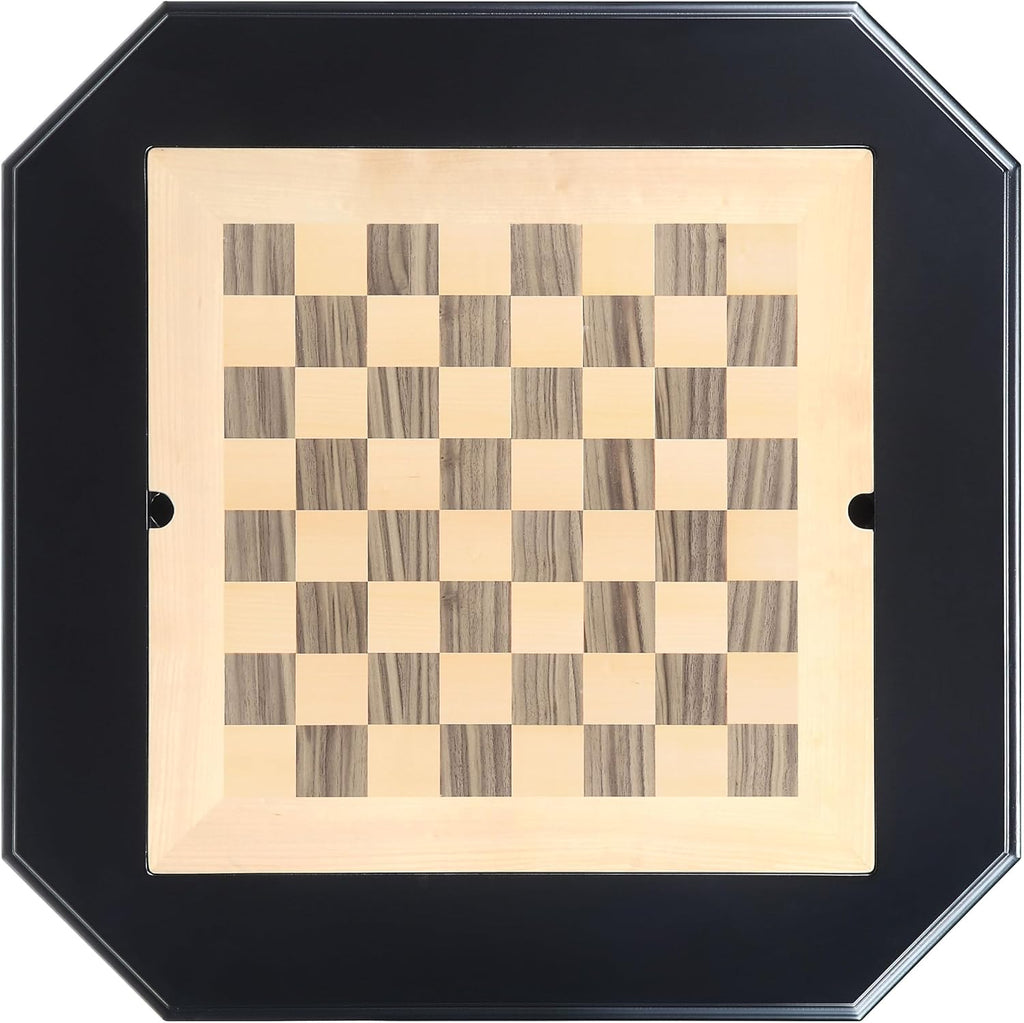 Chess Table, Reversible Chess Checker Game Table with 2 Drawers for Family Entertainment Room, 3-in-1 Square Game Tray for Chess Checker Backgammon, Black