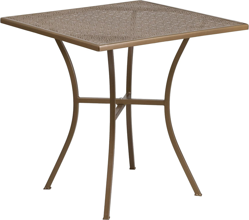 Flash Furniture Oia Commercial Grade 28' Square Gold Indoor-Outdoor Steel Patio Table