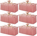 6 Packs Dusty Rose Table Clothes for 6 Foot Rectangle Tables, One-Piece Wrinkle Resistant Stretch Spandex Table Covers with Skirt for Event Banquet Wedding Birthday Party