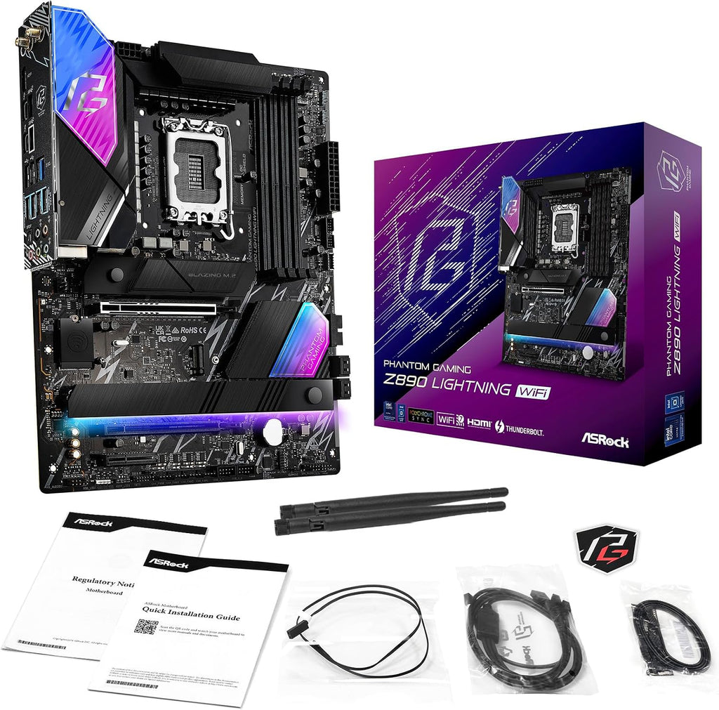 ASRock Intel Core Ultra Z890 Lightning WiFi 7 Phantom Gaming 9066 MHz DDR5 256 GB ATX Motherboard M.2 LGA1851RL-ILM