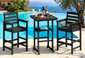 SERWALL Balcony Adirondack Chairs and Table 3 Pieces Set, Oversize Adirondack Bar Height Chairs Set of 2 and Bar Table, Outdoor Bar Stools Set, Black