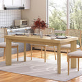 Bigbiglife 63 Inch Dining Table for 6, Indoor Outdoor Dining Table with Wood Legs, Kitchen Table with Large Tabletop, Rectangular Dinner Table for Dining Room, Living Room, Kitchen, Natural