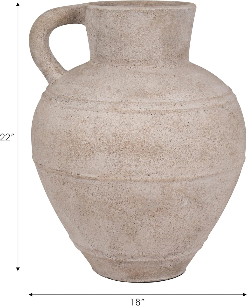 Elegant Pottery Jug Vase with Handle for Living Room Decor and Home Accents - Decorative Flower Vase for Room, Bedroom, or Office Display - Elevates House and Table Styling - 22', Ivory & Tan