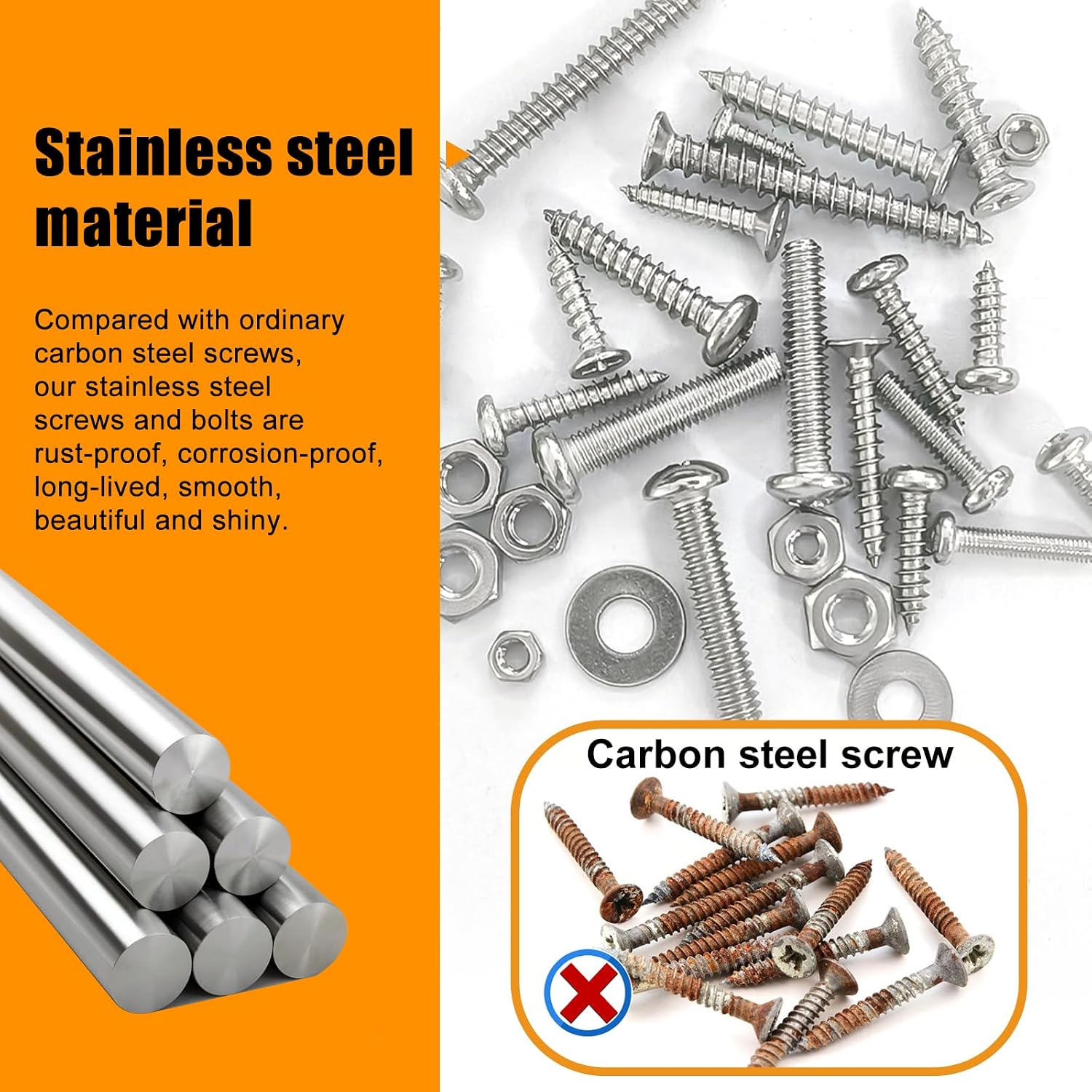 weideer 2002PCS Nuts and Bolts Assortment Kit,Stainless Steel Hardware Assortment Kit, Metric & SAE Phillips Pan Head and Flat Head Wood Screws with Nuts Washers Double Sided Organizer Box