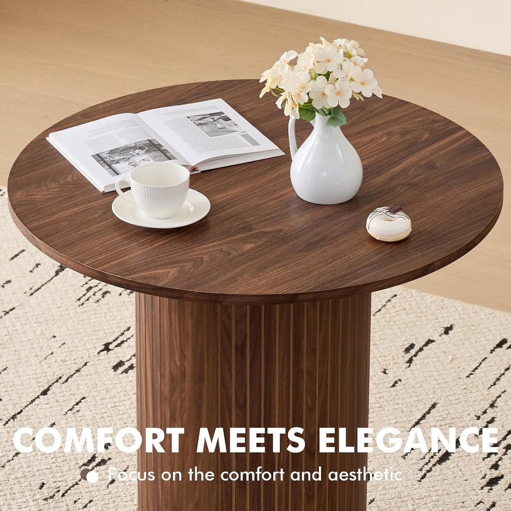 31.5' Round Dining Table for 2, Modern Small Pedestal Kitchen Table, Space Saving, for Apartment Dining Living Room