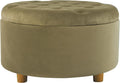 Homepop Home Decor | Button Tufted Velvet Round Storage Ottoman | Ottoman with Storage for Living Room & Bedroom, Light Sage Green Velvet
