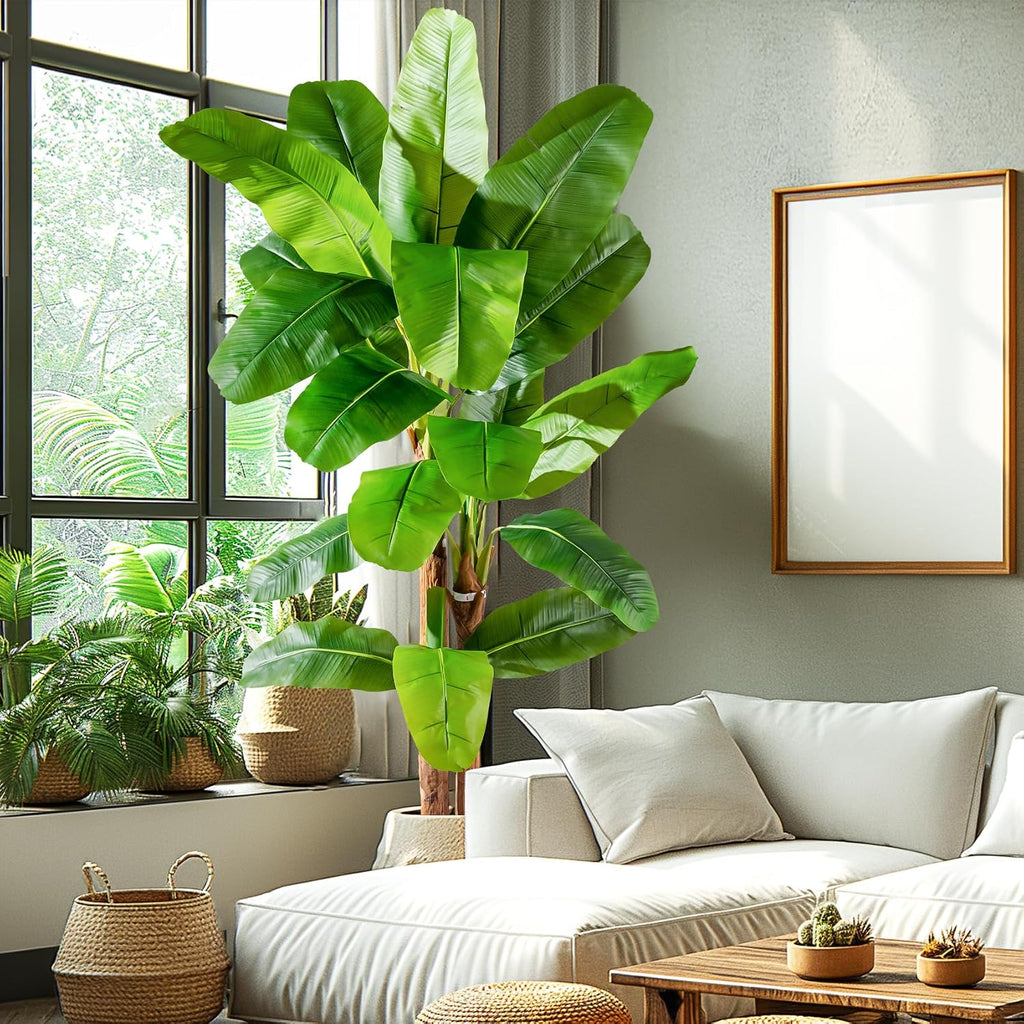 Erimda 7.2FT Artificial Banana Tree Tall Fake Banana Leaf Plant Faux Banana Silk Tree Faux Banana Leaves for Home Swimming Pool Indoor Outdoor Patio Tropical Decor
