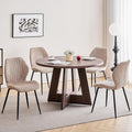 47' Round Dining Table Set for 4 with Chairs Kitchen Table and Chairs Set Mid-Century Modern Chair with Metal Leg for Apartment Living Room(Walnut Table with 4 Brown Chairs)