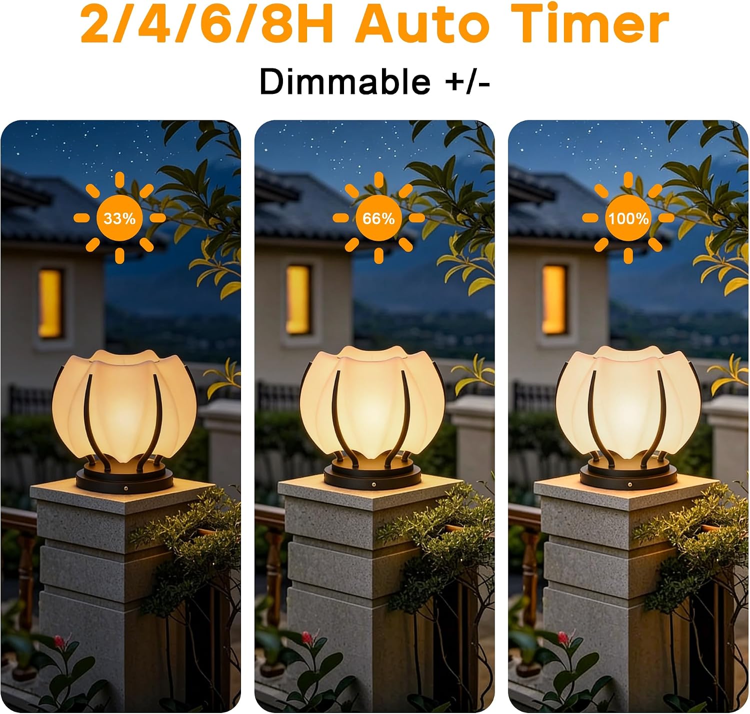 Solar Post Lights, IP54 Modern Pillar Light, Waterproof Column Lamp Outdoor, Dusk to Dawn Solar Post Cap Light with 3200K LED,Fence Deck Cap Lights for Garden Deck Patio Outside Lighting (Flower)