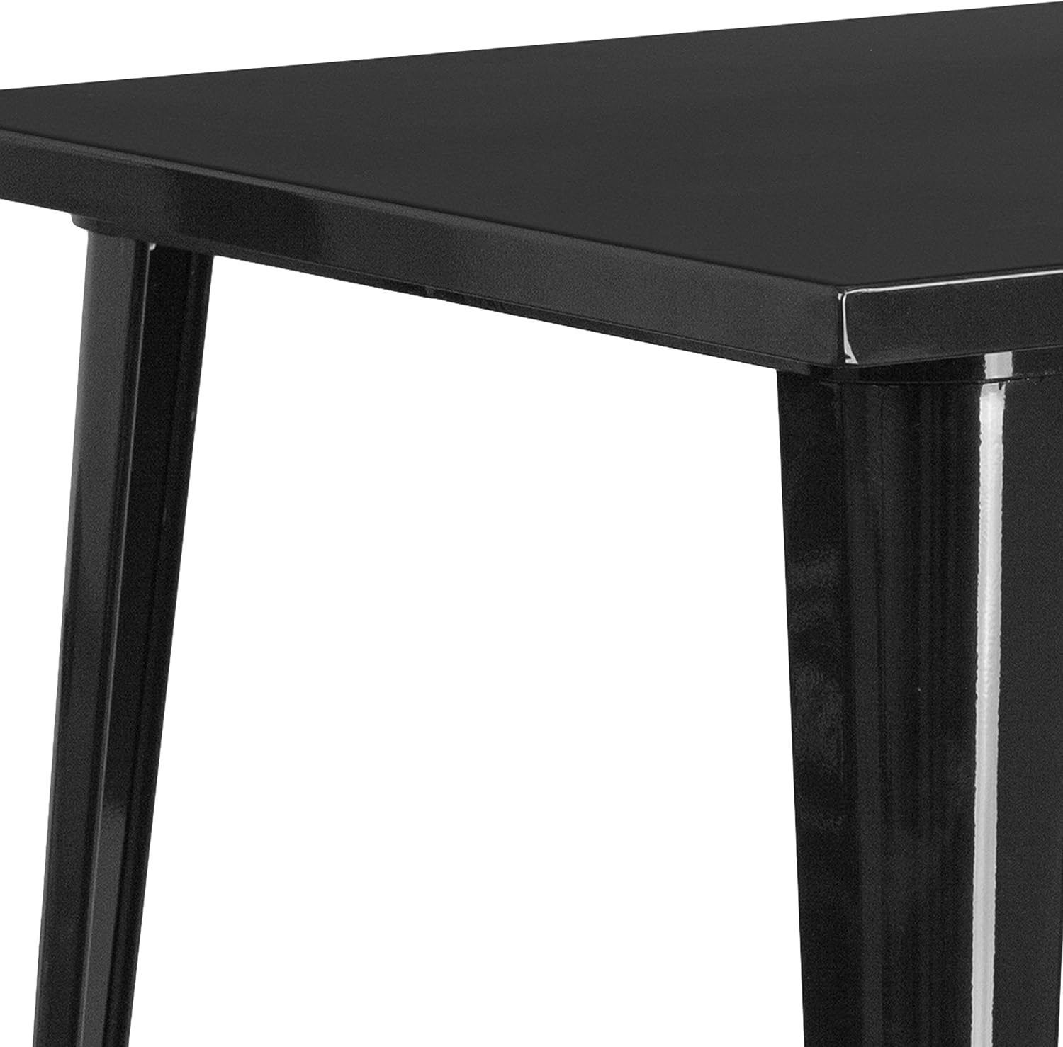 EMMA + OLIVER Commercial Grade 31.5' Square Black Metal Indoor-Outdoor Bar Height Table