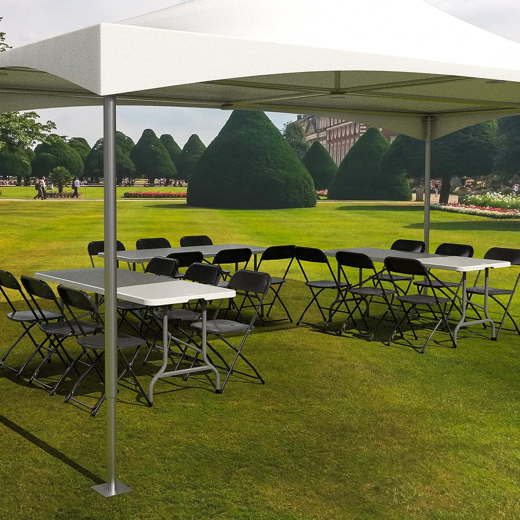 VINGLI 6 FT Plastic Folding Table Set with 6 Black Folding Chairs for Picnic, Event, Training, Outdoor Activities, at Home and Commercial Use