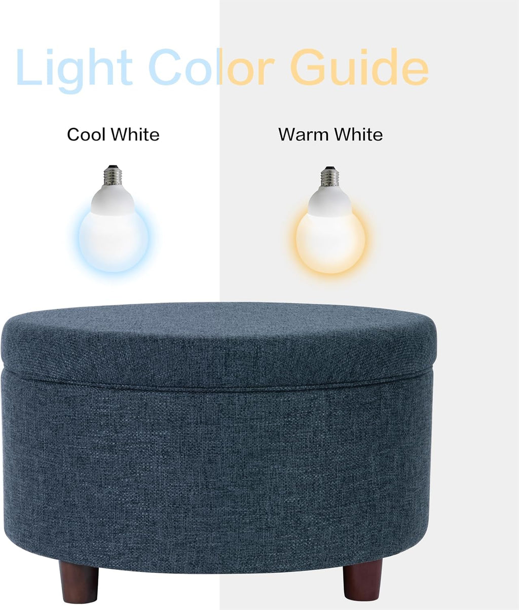 HomePop Round Storage Ottoman - Textured Navy