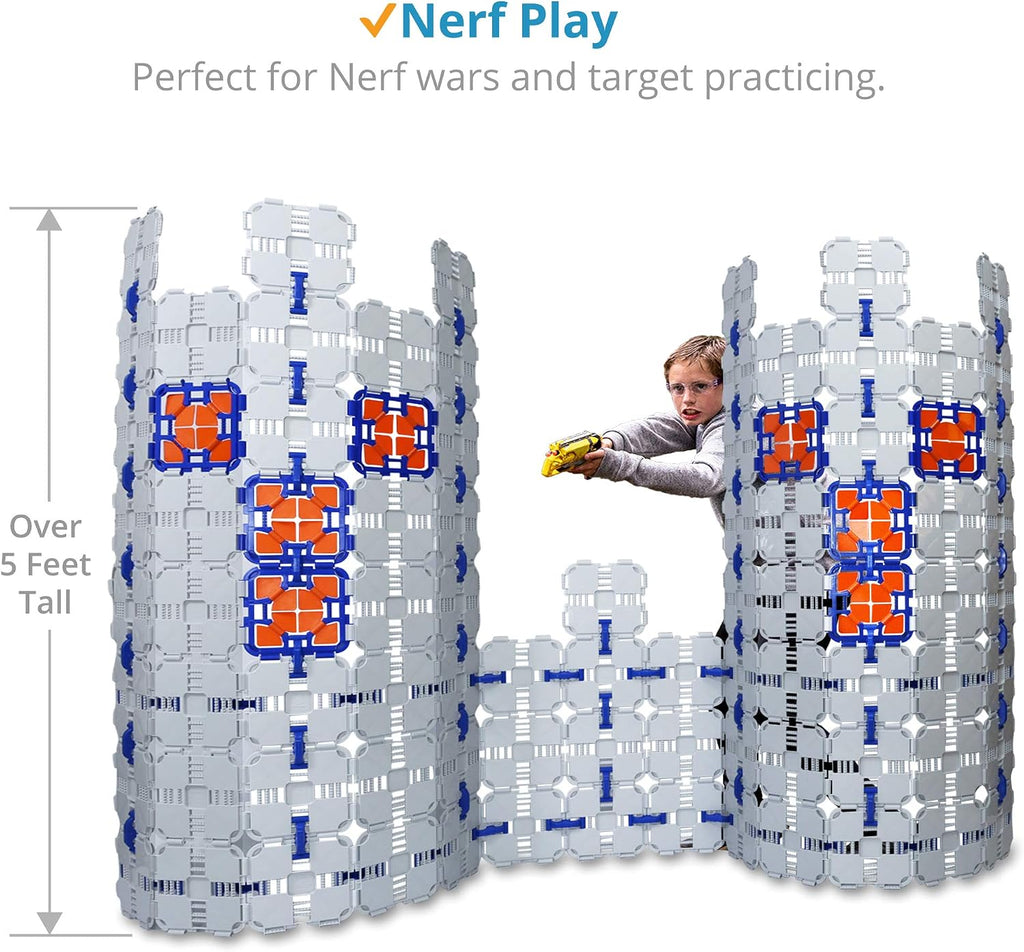 4 Pack - Kids Fort Building Kit - Creative Nerf War Playset - Build Nerf Bunker & Nerf Targets - Durable Nerf War Obstacles for Nerf Battles & Laser Tag