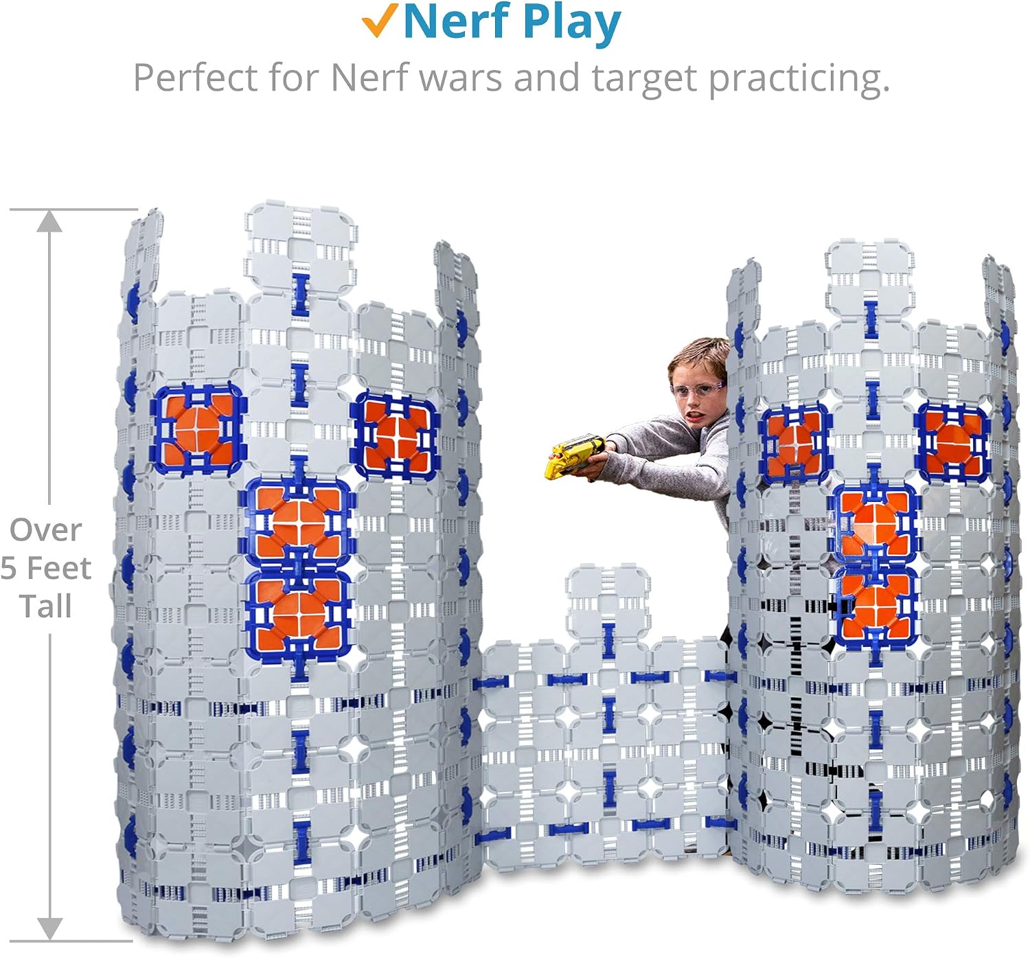 4 Pack - Kids Fort Building Kit - Creative Nerf War Playset - Build Nerf Bunker & Nerf Targets - Durable Nerf War Obstacles for Nerf Battles & Laser Tag