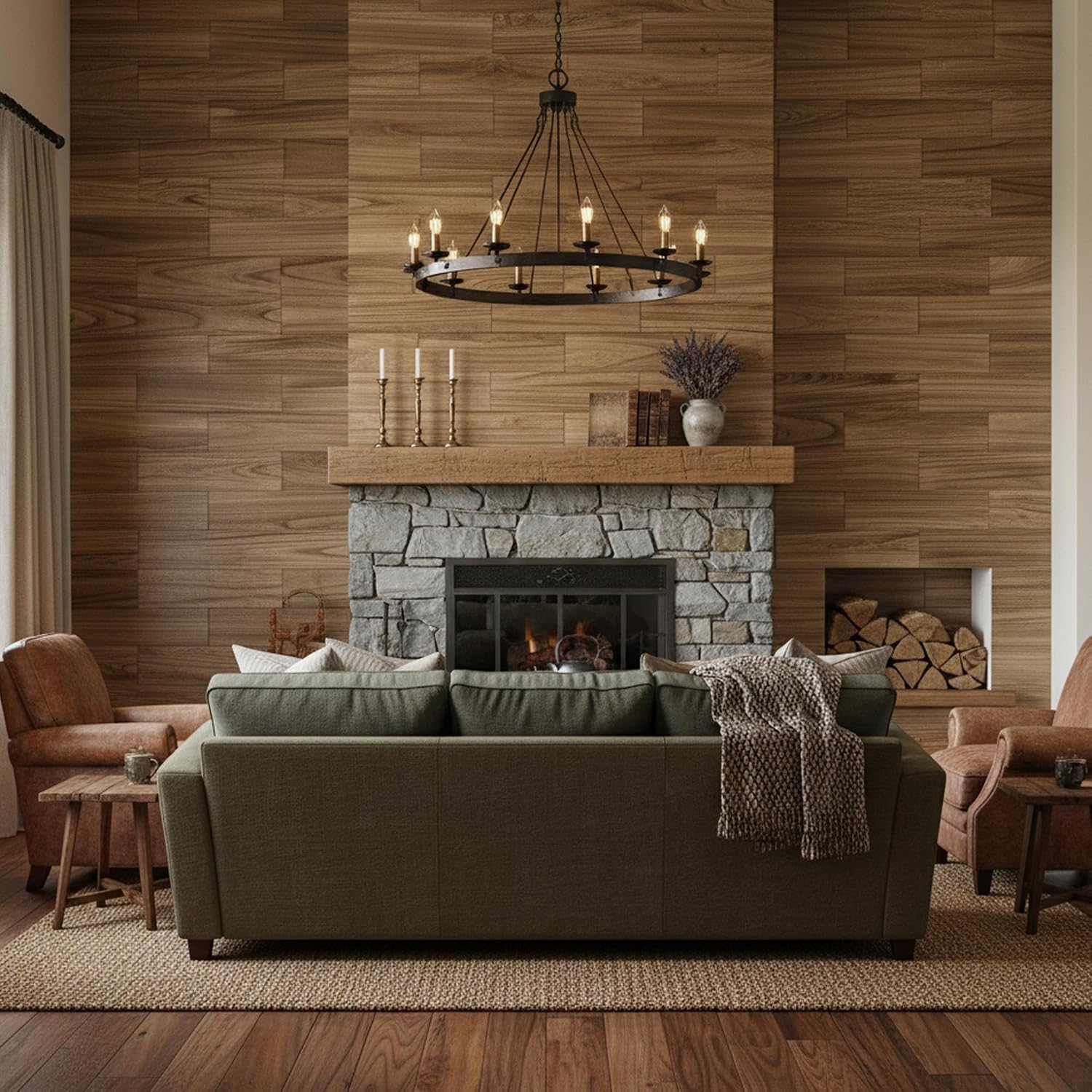 100% Paulownia Wood Wall Planks, 17'' x 4.5'' x 0.6'' Wood Panels for Accent Walls, DIY Wall Paneling Boards for Home Decor, Bedroom, Living Room, DIY Art Craft Boards, 50 Sq Ft, 100pcs