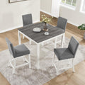 LUMISOL 5-Piece Dining Table Set, Farmhouse Counter Height Dining Table Set with 4 Upholstered Chairs, Wooden Table and Chairs Set for Kitchen, Dining Room, Grey+White
