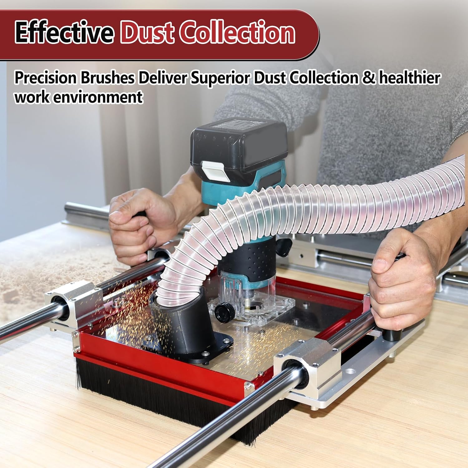 Router Sled Kit with Dust Collection for Slab Flattening Router Sled Fits 20mm Linear Rails & SBR20UU/SCS20UU Slides, Acrylic Base Plate Compatible with Bos-ch,De-W-alt,Ma-kita &Most Routers