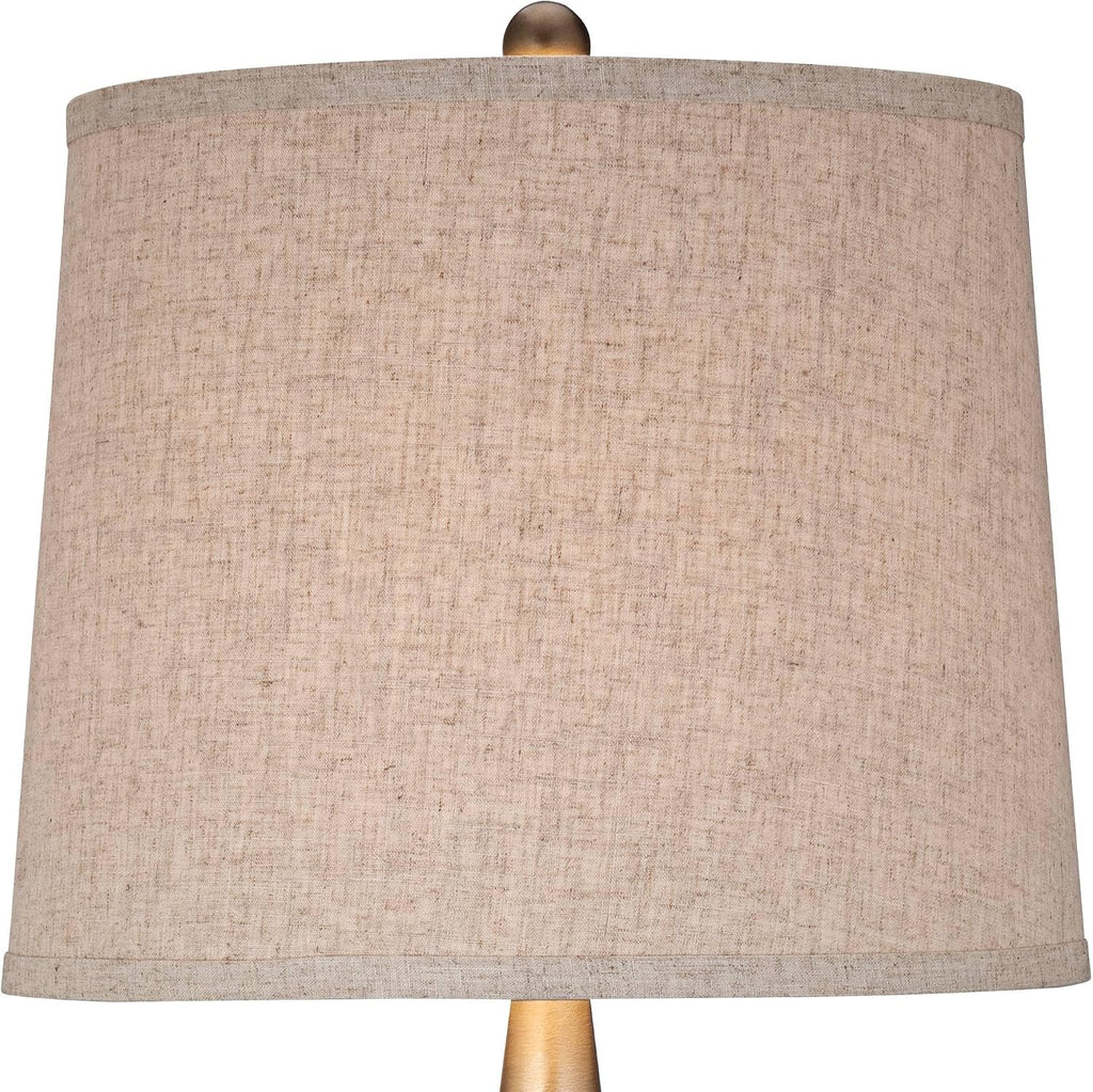 360 Lighting St. Claire 30 3/4' Tall Open Base Large Mid Century Modern End Table Lamps Set of 2 Wood Finish Fabric Shade Living Room Bedroom Bedside Nightstand House Office Home Reading Kitchen